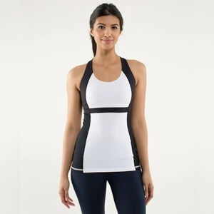 LULULEMON White & Black Colorblock Run: Fast Track Tank, Activewear Tank, S/M, 6